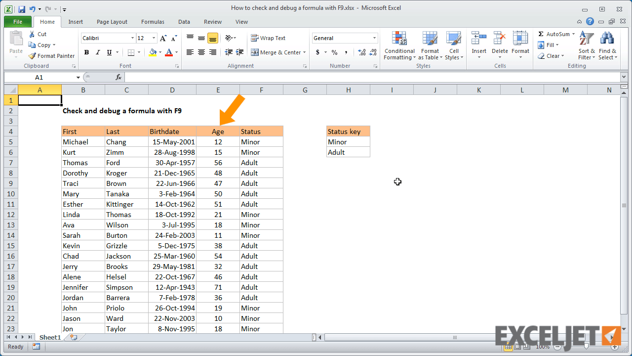 Excel tutorial How to check and debug a formula with F9
